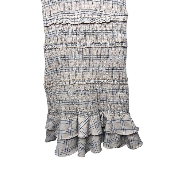 Lulus Out and About Blush Plaid Smocked Ruffled Mini Dress Size small - Picture 9 of 13